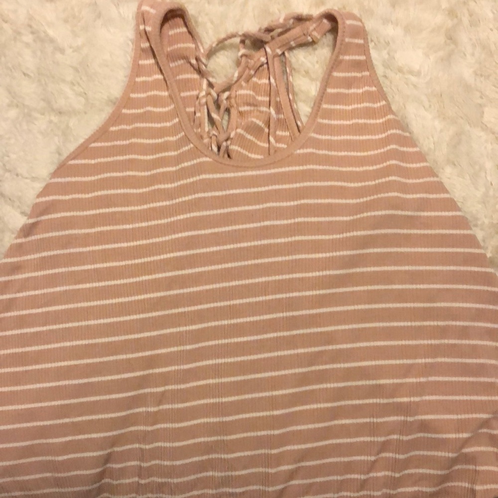 Blush cream and white striped tank